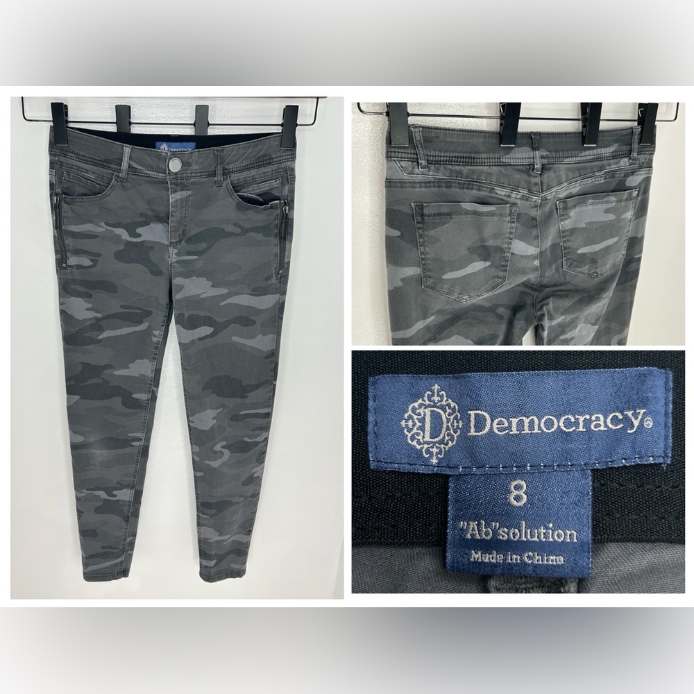 Democracy Gray Camo Ab Solution Skinny Jeans Size 8 Stretch 31x28 Festival